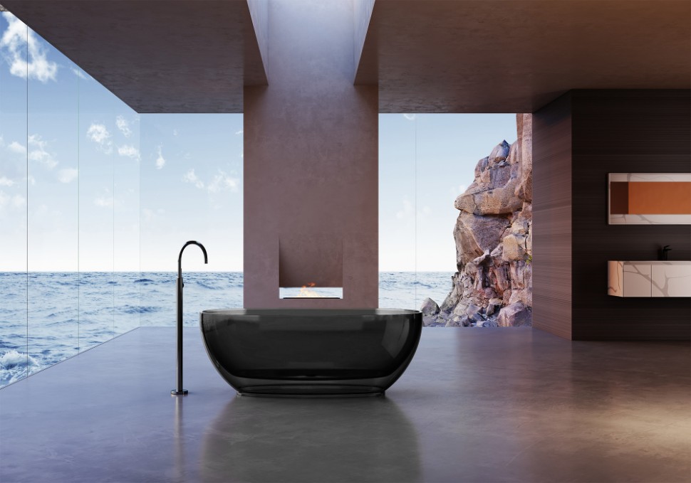 Прозрачная ванна ABBER Kristall AT9703Onyx черная