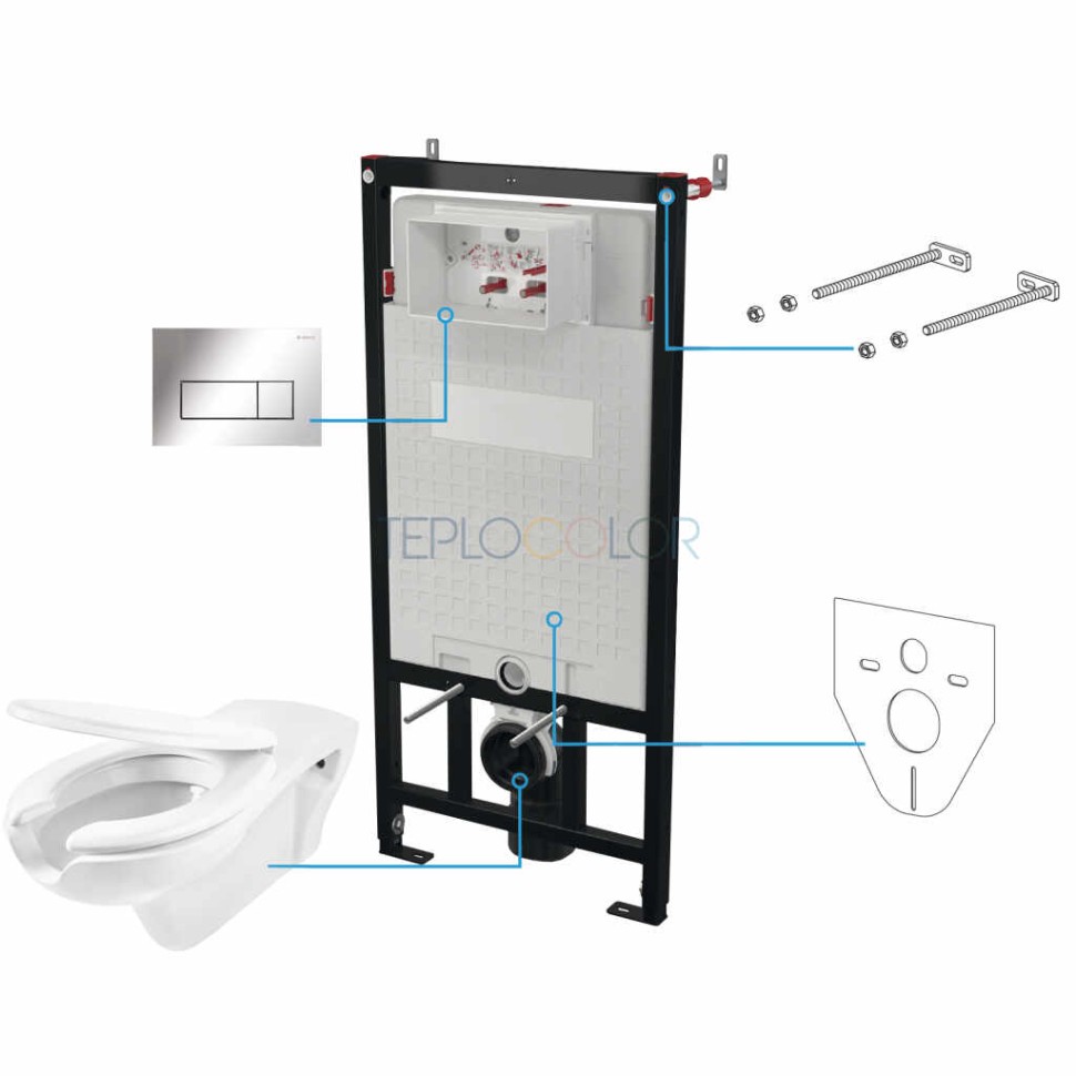 Унитаз с сиденьем, скрытого монтажа, 6 в 1