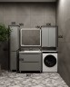 Тумба напольная STYLELINE "Бергамо мини 90" (2 ящ.) Люкс антискрейтч серый, PLUS с раковиной Каре Люкс МИНИ 900х350