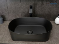 Раковина Gid N9028bg 53380 накладная черная графит 53x36x14