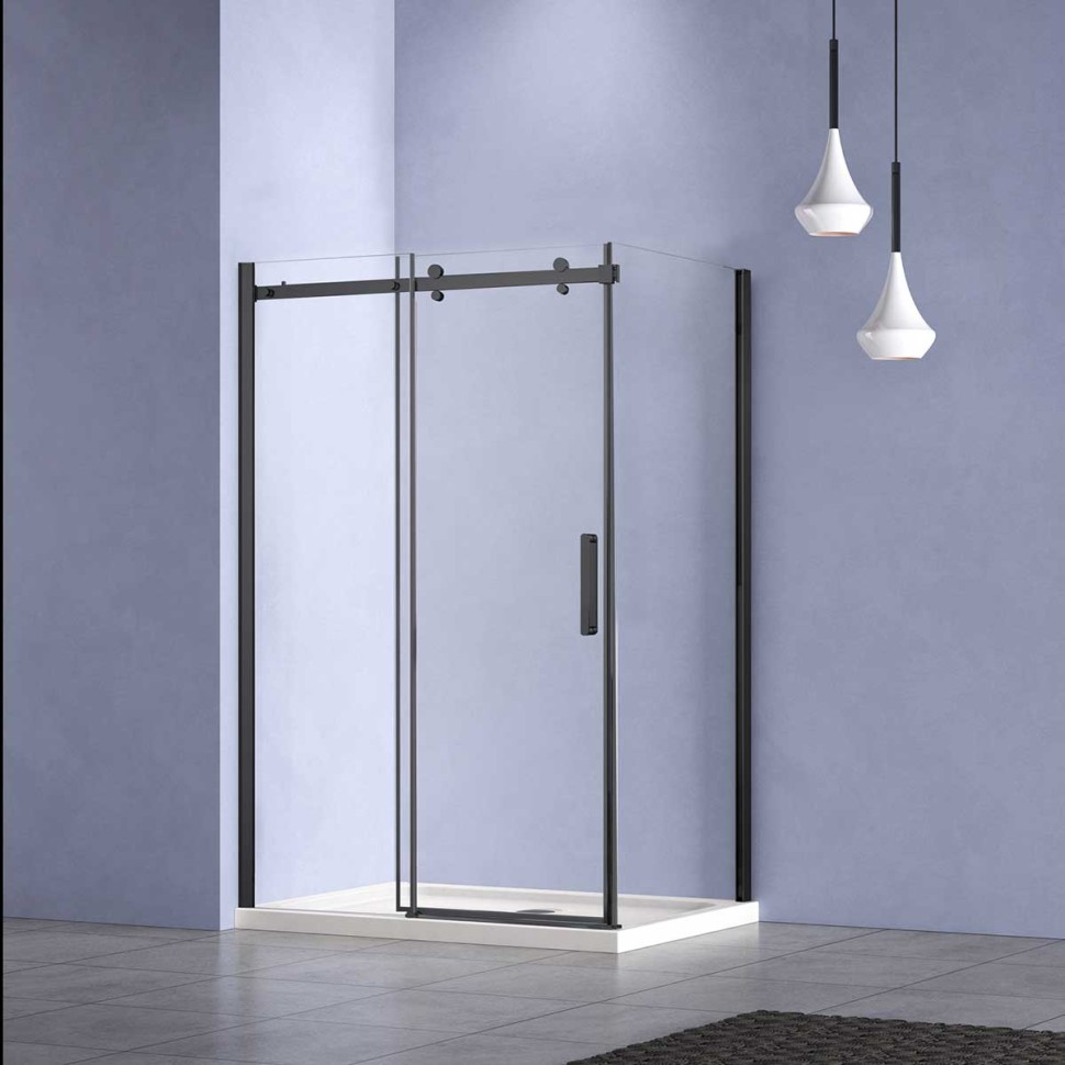 Душевой уголок Como-N VSR-4CN1012CLB, 1200*1000, черный, стекло прозрачное