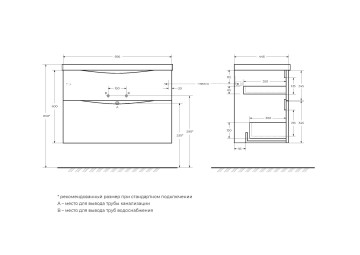 База под раковину подвесная BelBagno MARINO-H60-900-2C-SO-BL-P