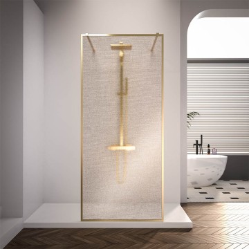 Душевая перегородка Veconi Korato KR-90GL, 1200x2000, брашированное золото, стекло ламинированное золото