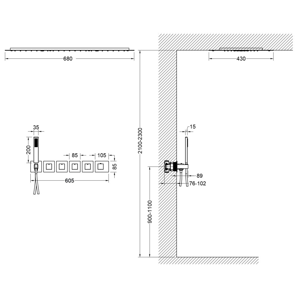 Душевая система встроенная с термостатом Timo Petruma SX-5229/03SM черный