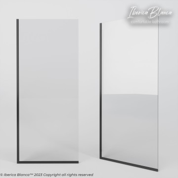 Шторка для ванны IBERICA BLANCA Mod.403 неподвижная прозрачное стекло/черный 70х140см (IB403.SB.140.70)