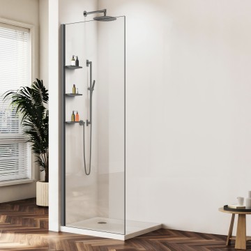 Душевая перегородка Волк-Ин (Walk-In) VSW-1HWS110CLGM, 1100*2000, вороненая сталь, стекло прозрачное