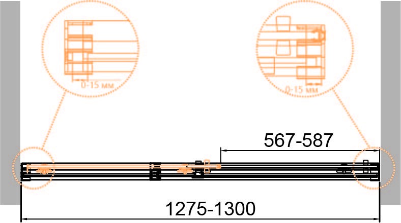 Душевая дверь с доводчиками CEZARES DUET SOFT-BF-1-130-C-Cr