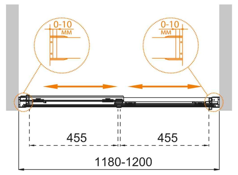 Душевая дверь CEZARES TANDEM-SOFT-BF-2-120-C-Cr-IV