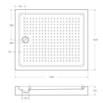 Акриловый поддон CEZARES TRAY-A-AH-120/100-15-W