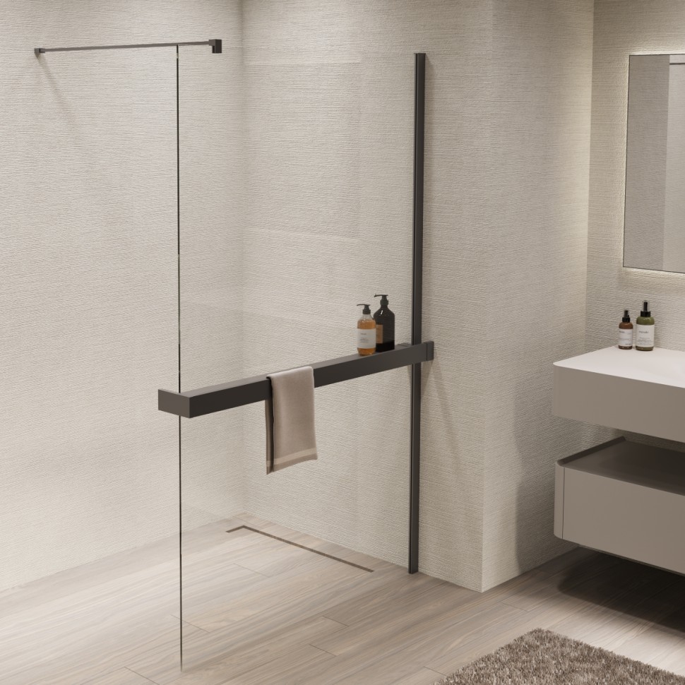 Душевая перегородка Walk-In VSW-1HR120CLGM, 1200*2000, вороненая сталь, стекло прозрачное