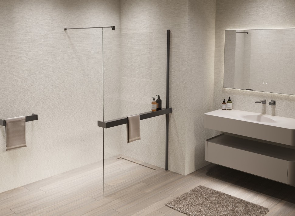 Душевая перегородка Walk-In VSW-1HR120CLGM, 1200*2000, вороненая сталь, стекло прозрачное