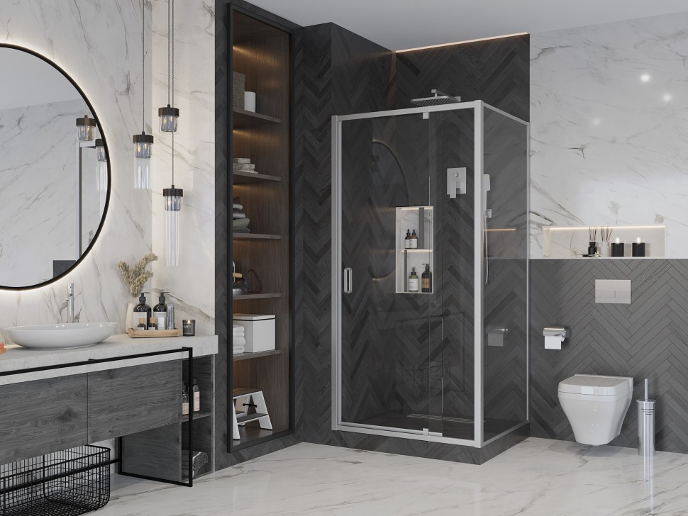 Боковая стенка Ambassador Elysium 100KX (100х200) хром,стекло прозрачное,1 место