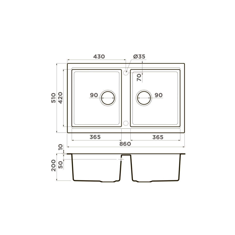 Кухонная мойка Omoikiri Tedori 86-2-DC Tetogranit/темный шоколад