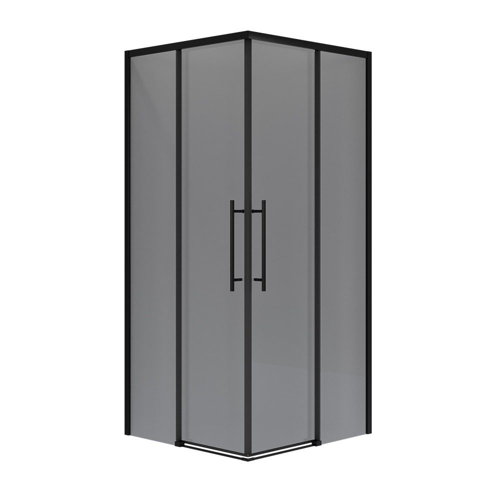 Душевое ограждение Niagara Nova NG-2830-34BLACK (100х100х195) квадрат,черный матовый,двери раздвижные,стекло тонированное,1 место