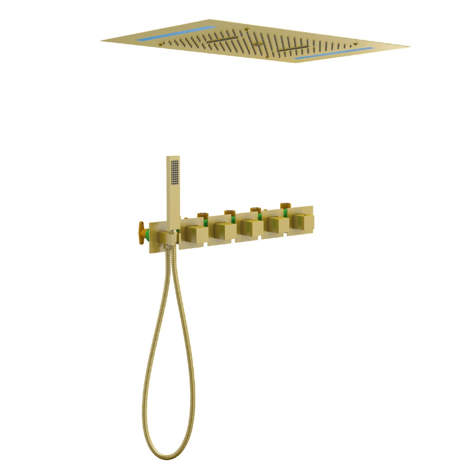 Душевая система встроенная с термостатом Timo Petruma SX-5229/17SM золото матовое