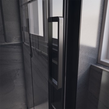 Душевой угол Veconi Premium Trento PTC-SP-40B, 1300х1000x2000, черный матовый, стекло прозрачное