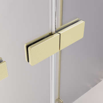Душевая дверь распашная Veconi Premium Alassio G, 1200х2000, брашированное золото, стекло прозрачное осветленное