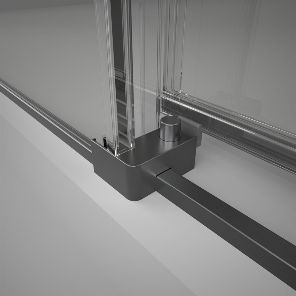 Боковая панель Veconi KP-15GR, 800х2000 графит брашинг, стекло прозрачное