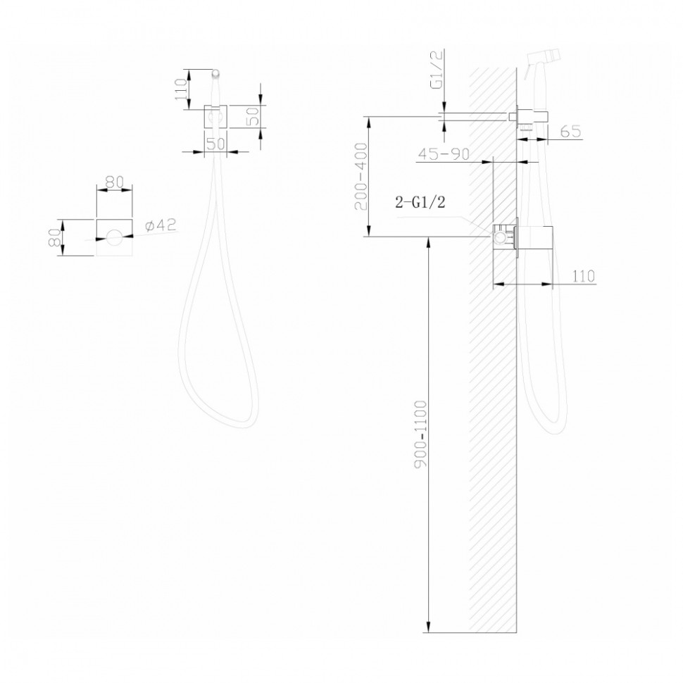 Смеситель ABBER Rund AF8725G с гигиеническим душем, золото матовое