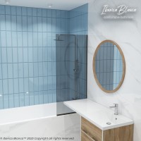 Шторка для ванны IBERICA BLANCA Mod.403 неподвижная тонированное стекло/черный 70х140см (IB403.TB.140.70)