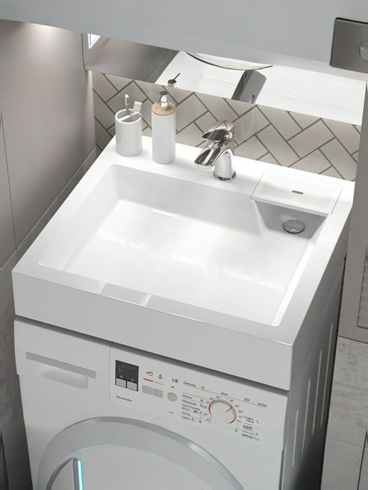 Раковина над стиральной машиной Uperwood Vission 60х55х11 см, белая глянцевая