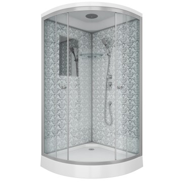 Душевая кабина Niagara Luxe NG-7702W (100x100х210) низкий поддон(15см),дверь раздвижная,стенки серебро,3 места