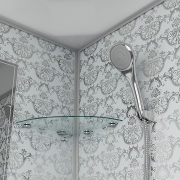 Душевая кабина Niagara Luxe NG-7702W (100x100х210) низкий поддон(15см),дверь раздвижная,стенки серебро,3 места