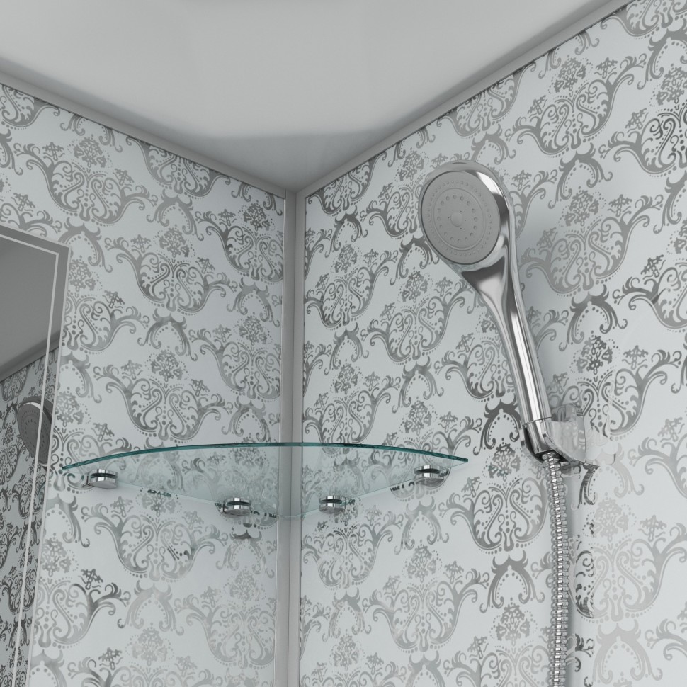Душевая кабина Niagara Luxe NG-7702W (100x100х210) низкий поддон(15см),дверь раздвижная,стенки серебро,3 места