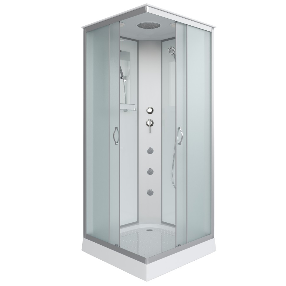 Душевая кабина Niagara Classic NG-1101-14G (90х90х215) низкий поддон(13см),стекло матовое,3 места с полкой