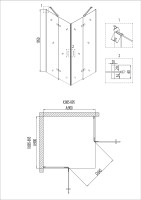 Душевое ограждение Niagara Nova NG-6813-08ВLACK (90х90х195) квадрат,черный,двери распашные,стекло прозрачное,1 место