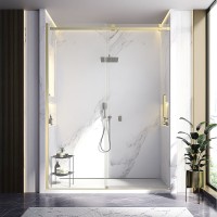 Душевая дверь Veconi Vianno VN-75G, 1800x2000, золото брашинг, стекло прозрачное