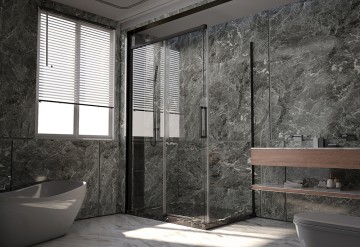 Боковая панель Veconi Premium Trento SP-40B, 800х2000, черный матовый, стекло прозрачное