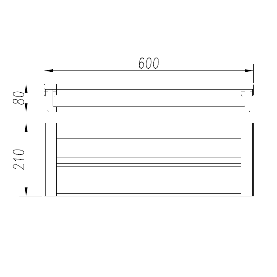 AQM7305GM Tivoli Полка для полотенец 600мм, металл