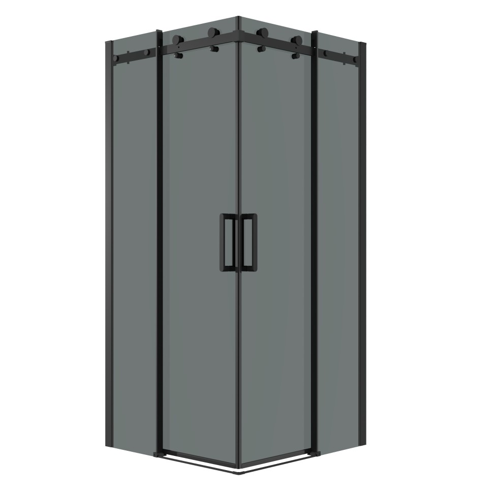 Душевое ограждение Grossman Classic 300.K33.04.9090.21.10 (90х90х195) квадрат,раздвижная,черный матовый,стекло тонированное, 2 места
