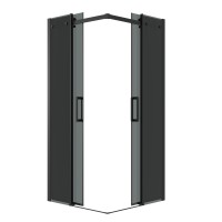 Душевое ограждение Grossman Classic 300.K33.04.9090.21.10 (90х90х195) квадрат,раздвижная,черный матовый,стекло тонированное, 2 места