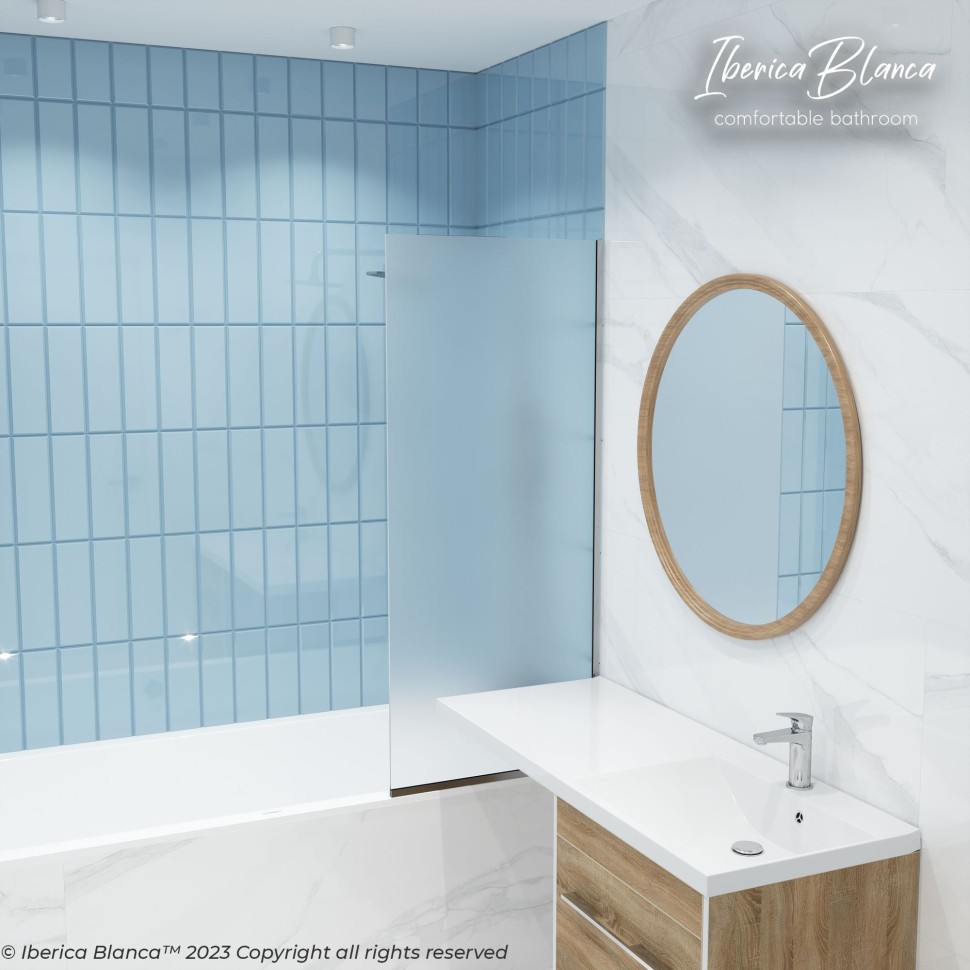 Шторка для ванны IBERICA BLANCA Mod.403 неподвижная матовое стекло/хром 70х140см (IB403.MC.140.70)