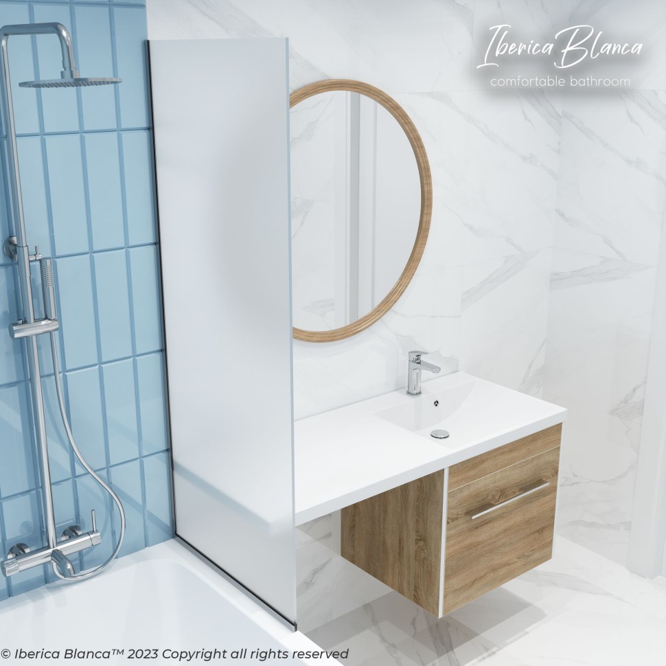 Шторка для ванны IBERICA BLANCA Mod.403 неподвижная матовое стекло/хром 70х140см (IB403.MC.140.70)