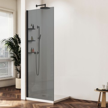Душевая перегородка Волк-Ин (Walk-In) VSW-1HWS800CGB, 800*2000, черный матовый, стекло тонированное