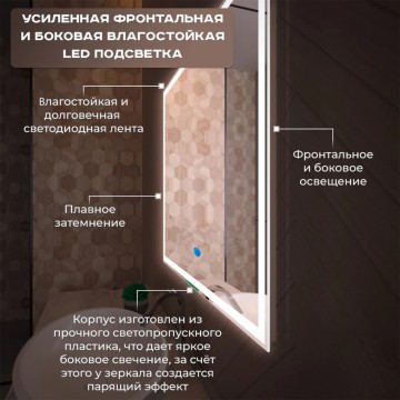 Зеркало LED OTTIMO Corsica New 600x700 c сенсорным выключателем и диммером