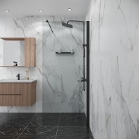 Душевая перегородка Niagara Eco NG-551-90BLACK (90х190) черный,стекло прозрачное,1 место