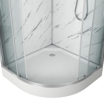 Душевая кабина Niagara Luxe NG-7702M (100x100х210) низкий поддон(15см),дверь раздвижная,стенки мрамор,3 места