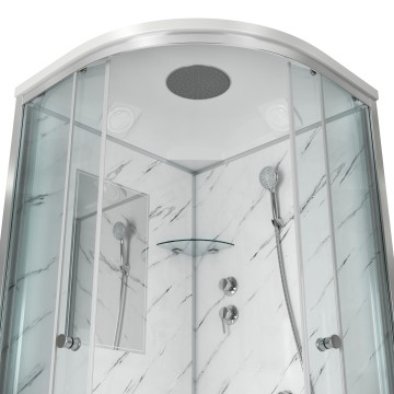 Душевая кабина Niagara Luxe NG-7702M (100x100х210) низкий поддон(15см),дверь раздвижная,стенки мрамор,3 места