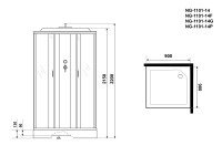 Душевая кабина Niagara Classic NG-1101-14P (90х90х215) низкий поддон(13см),стекло матовое,3 места с полкой