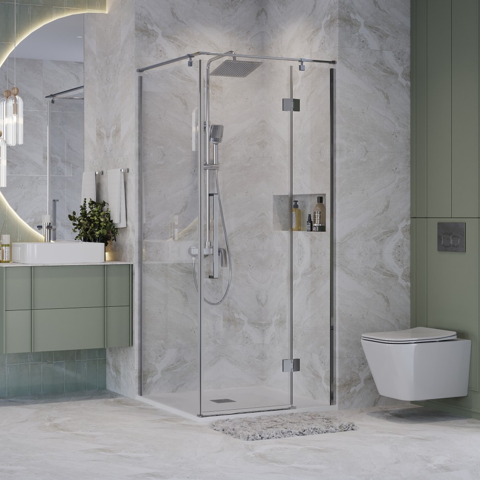 Душевое ограждение Niagara Nova NG-6632-34 (100х100х195) квадрат,хром,дверь распашная,стекло прозрачное,1 место