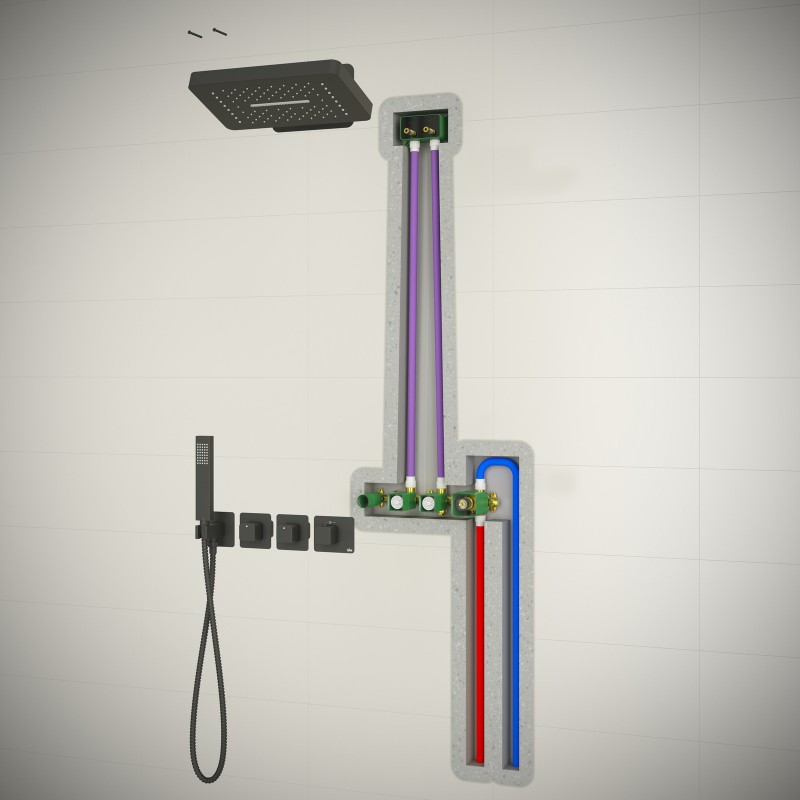 Душевая система встроенная с термостатом Timo Petruma SX-5249/03SM черный