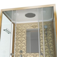 Душевая кабина Niagara Luxe NG-7772QG (120x90х210) низкий поддон(15см),дверь раздвижная,стенки золото,4 места