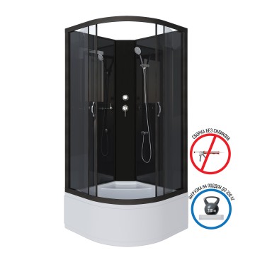 Душевая кабина Niagara Classic NG-6508-14BK (90х90х200) высокий поддон(40см),черный,стекло тонированное,4 места