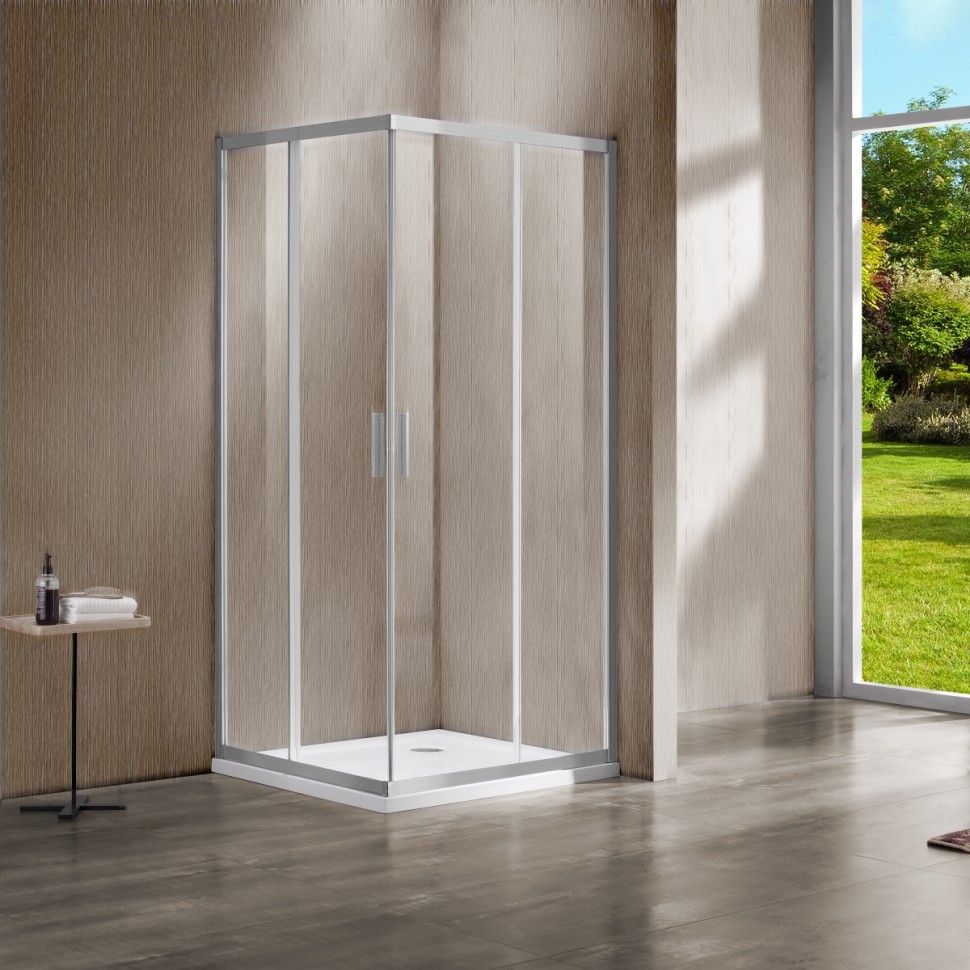 Душевой уголок Garda VSS-1G9010CLBN, 1000*900, брашированный никель, стекло прозрачное