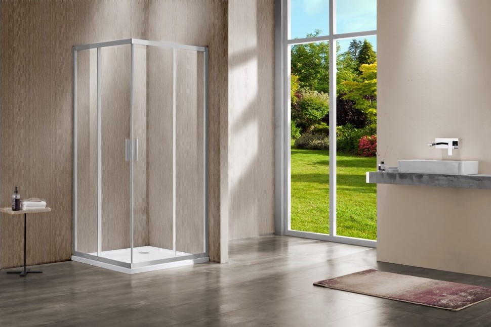 Душевой уголок Garda VSS-1G9010CLBN, 1000*900, брашированный никель, стекло прозрачное