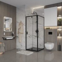 Душевое ограждение Niagara Nova NG-83-9AB-A90B (90х90х195) квадрат,черный,дверь распашная,стекло прозрачное,2 места